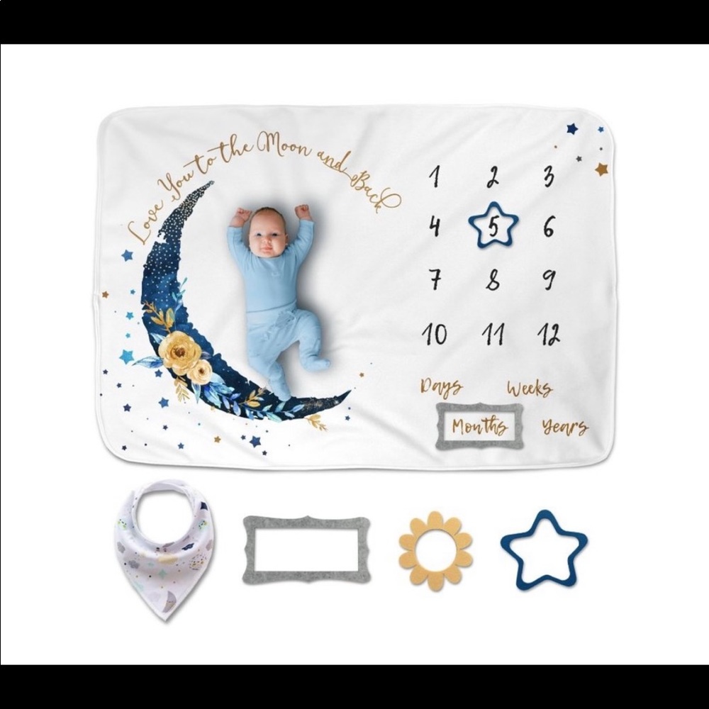 5pc BABY MONTHLY MILESTONE BLANKET      40” x 60”    Premium Polyester Fleece